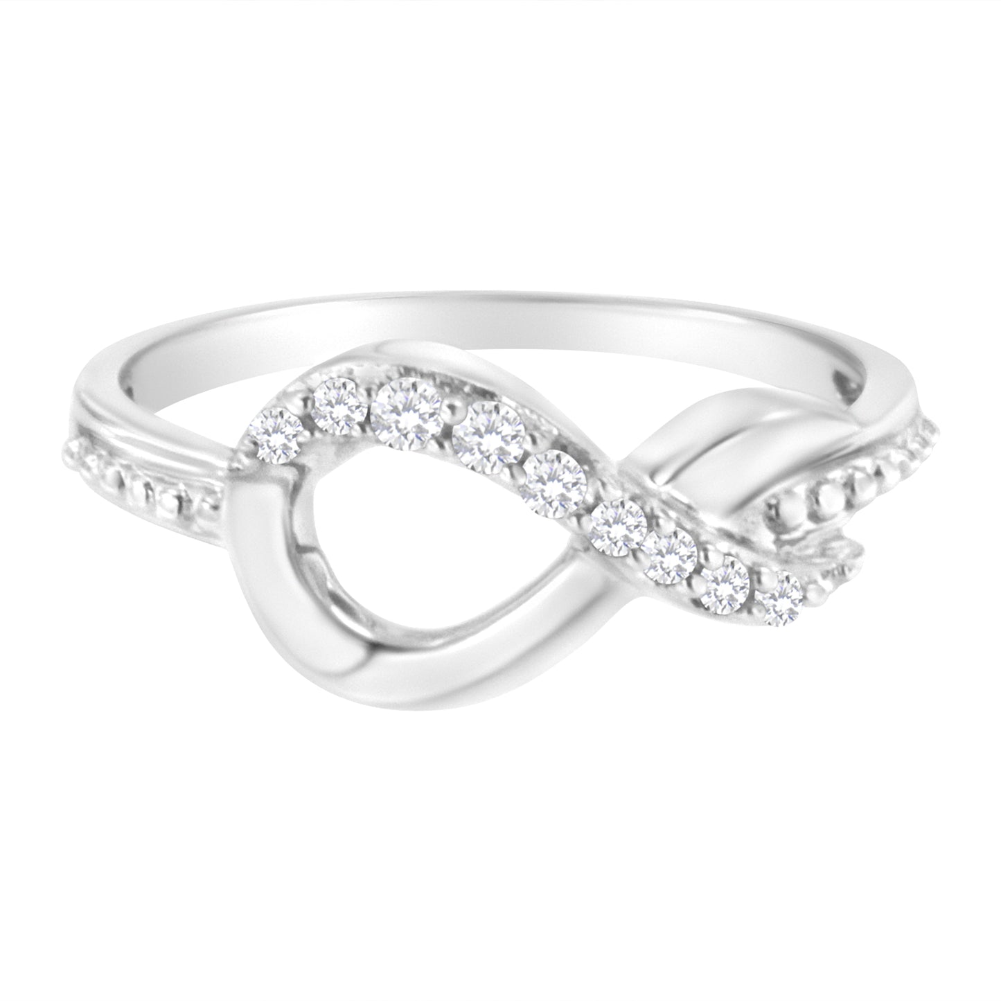 .925 Sterling Silver 1/6 Ct. Cttw Diamond Infinity Bypass Ring (H-I Clarity, I2-I3 Color) - Size 7.5