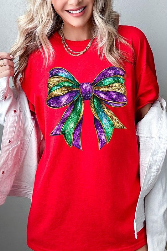 Mardi Gras Bow Graphic Plus Heavy Cotton Tee