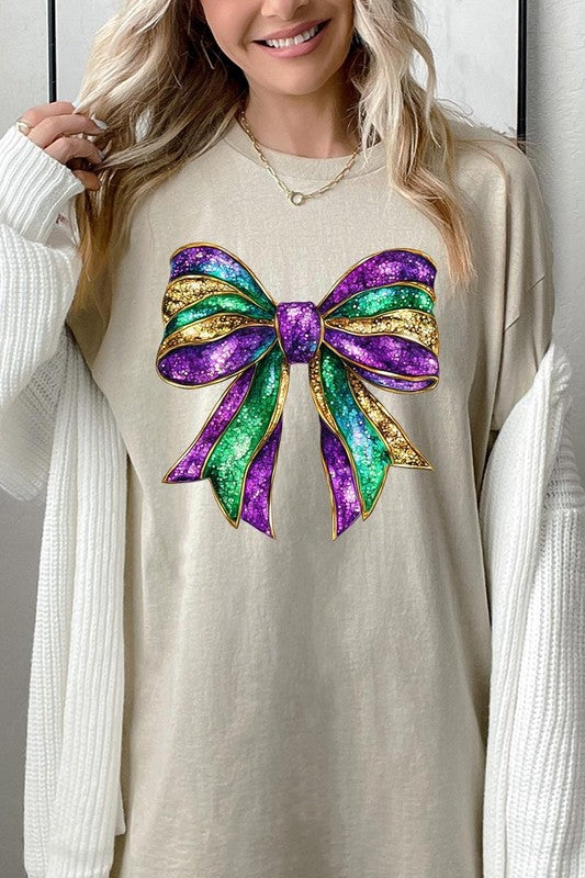 Mardi Gras Bow Graphic Plus Heavy Cotton Tee