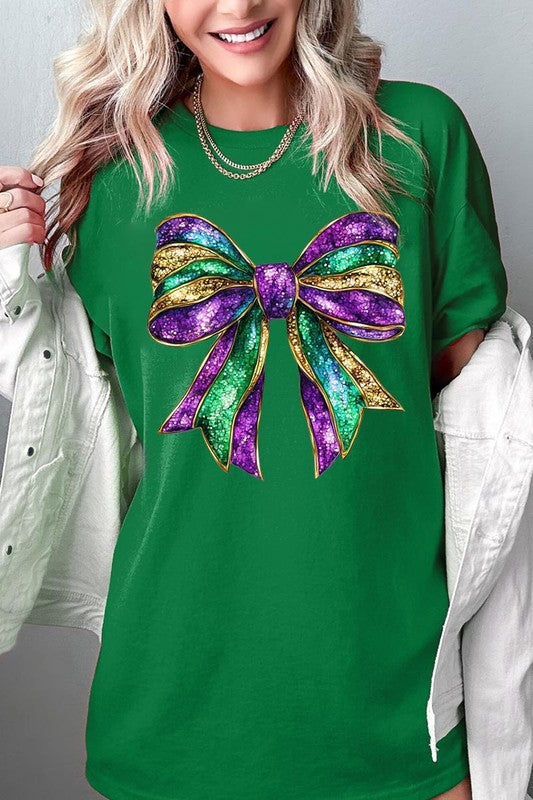 Mardi Gras Bow Graphic Plus Heavy Cotton Tee