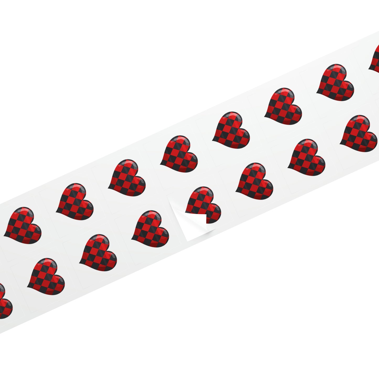 Valentine's heart shape Square Sticker Label Rolls