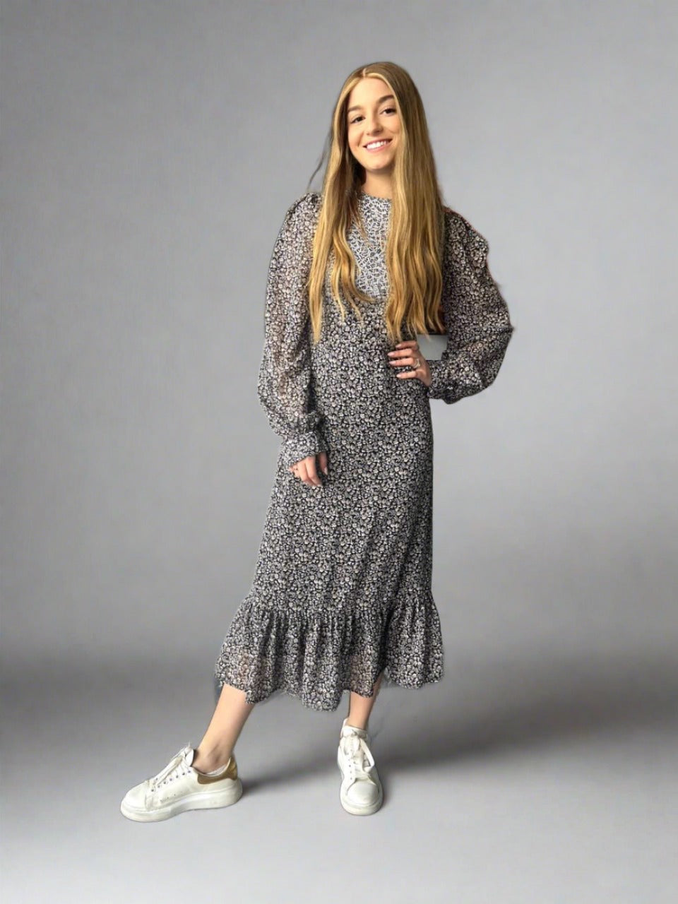 Floral Micro Print Bold Dress