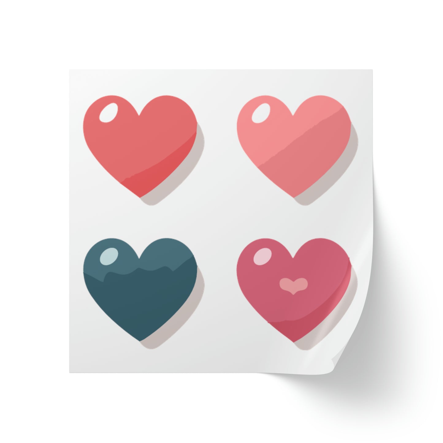 Valentine's day four hearts Square Sticker Label Rolls