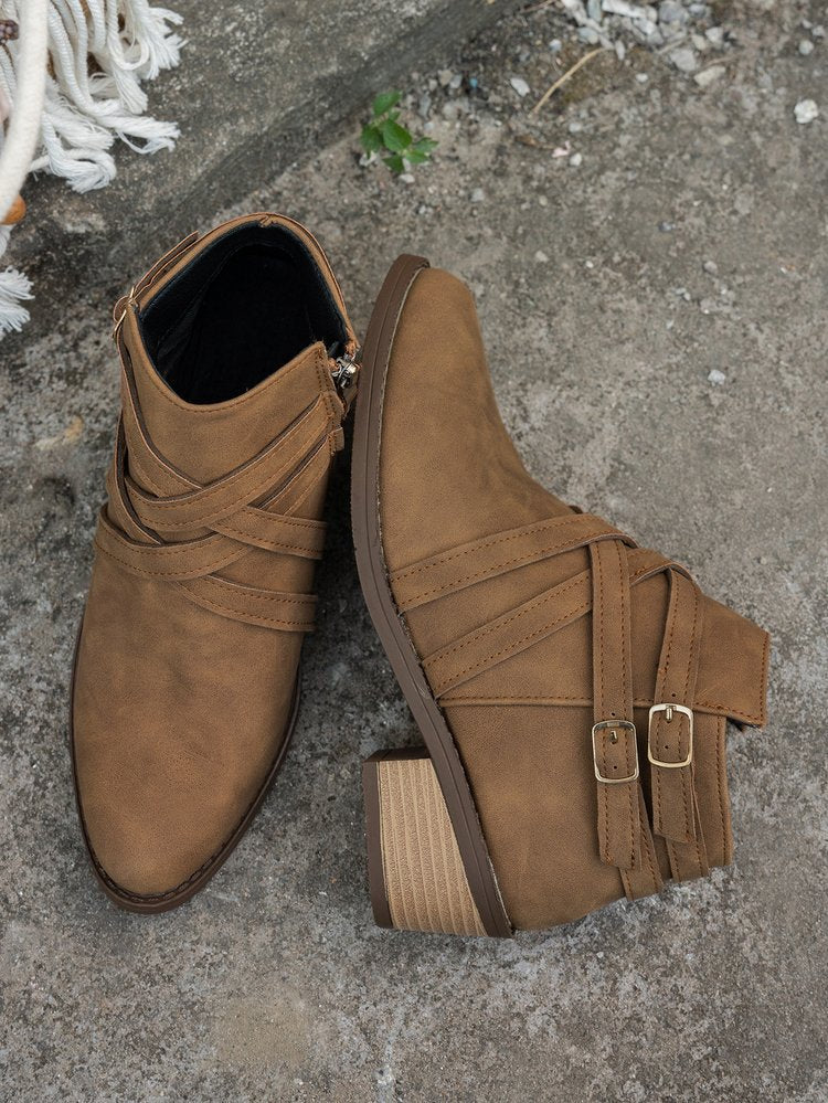 Retro High-Heel Ankle Boots Chic Suede Women’s Single Boots