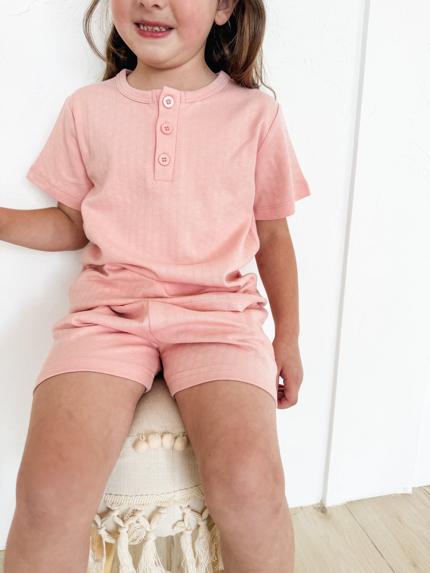 Organic Cotton Pointelle Tee - Pink