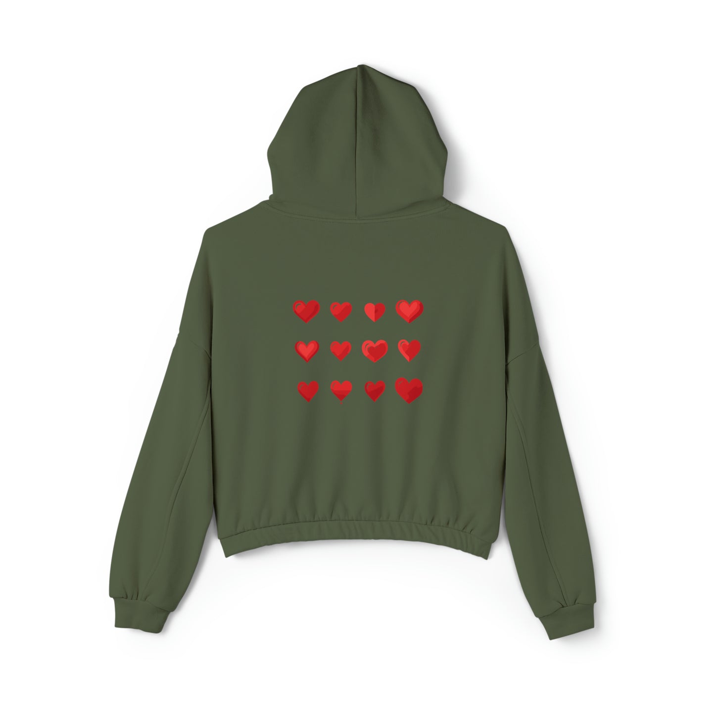 Valentine's best Gift, red hearts design Women's Cinched Bottom Hoodie