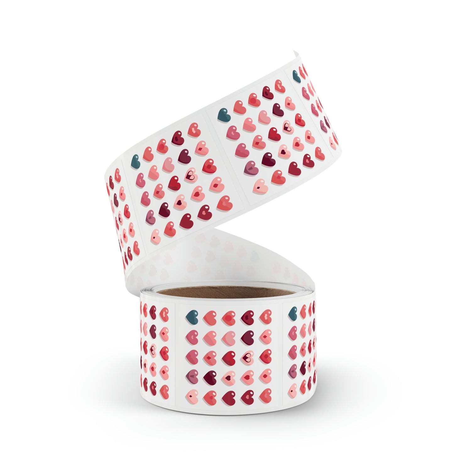 Valentine's day multi color hearts shape Square Sticker Label Rolls
