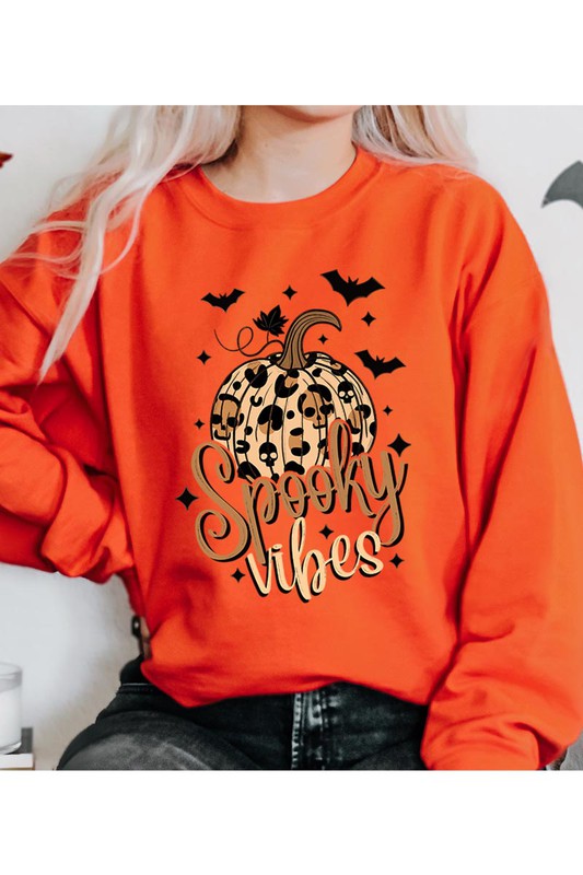 Unisex Fleece Sweatshirt Spooky Vibes Halloween Design