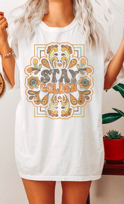 Retro Stay Golden Oversized Graphic Tee