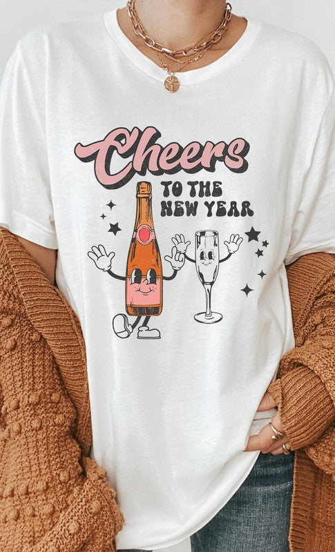 Cheers To The New Year Plus Size Graphic Tee Champagne Glass
