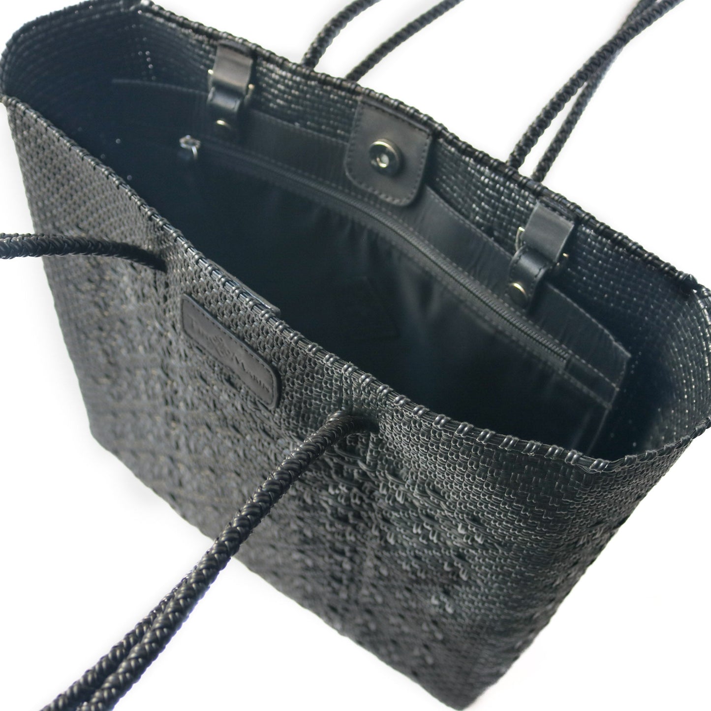 All Black Woven Tote Handwoven Tote Bag Tin Marin