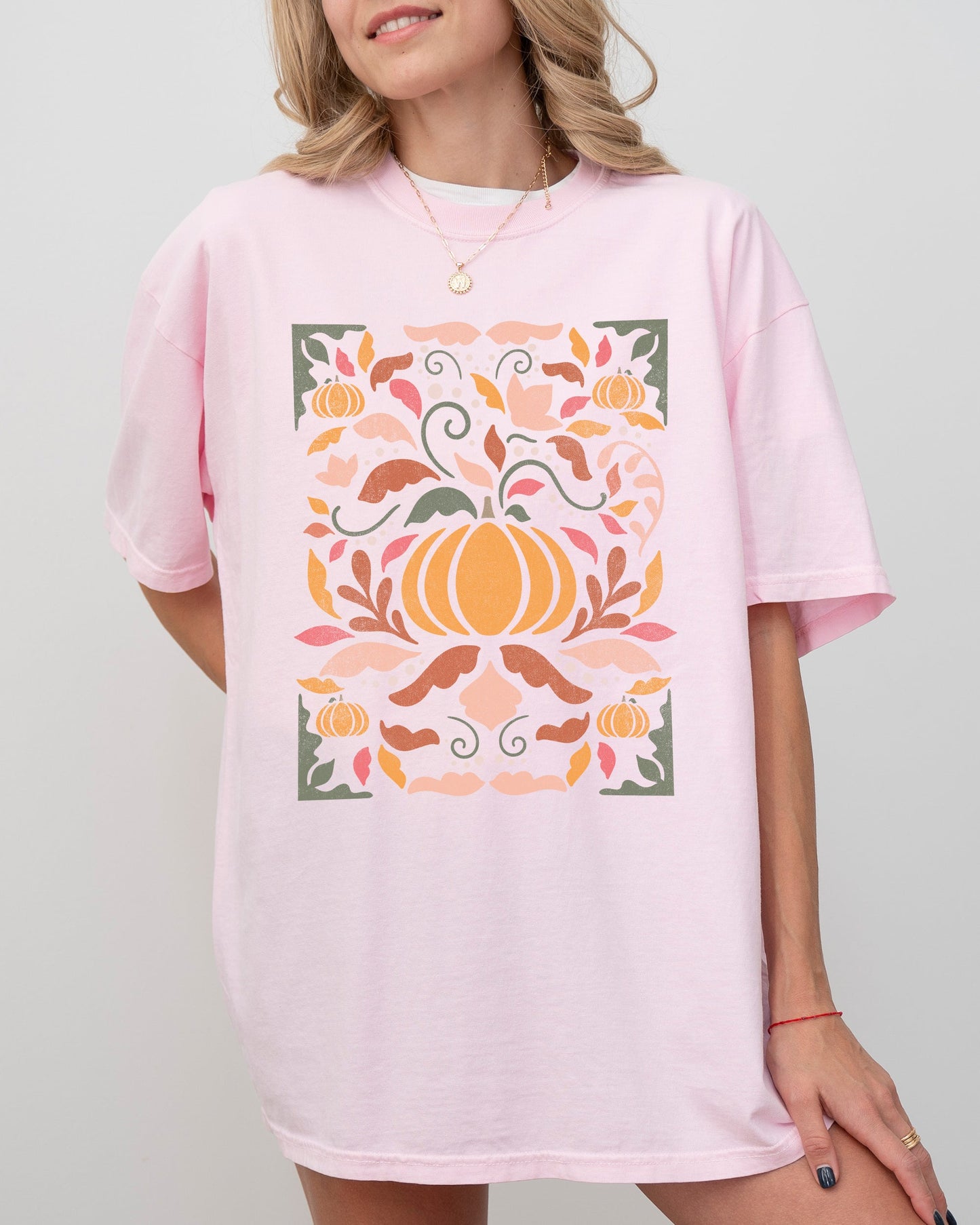 Autumn Folk Art Pumpkins Simplicity Fall Thanksgiving Halloween Shirt Comfort Colors T-Shirt