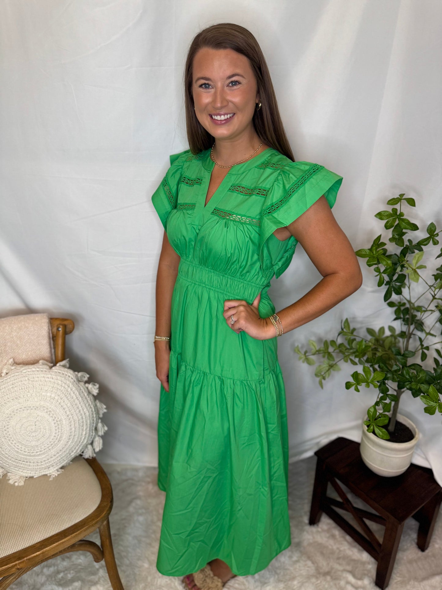Meadow Breeze Bright Green Midi Dress Sweet Jude Boutique