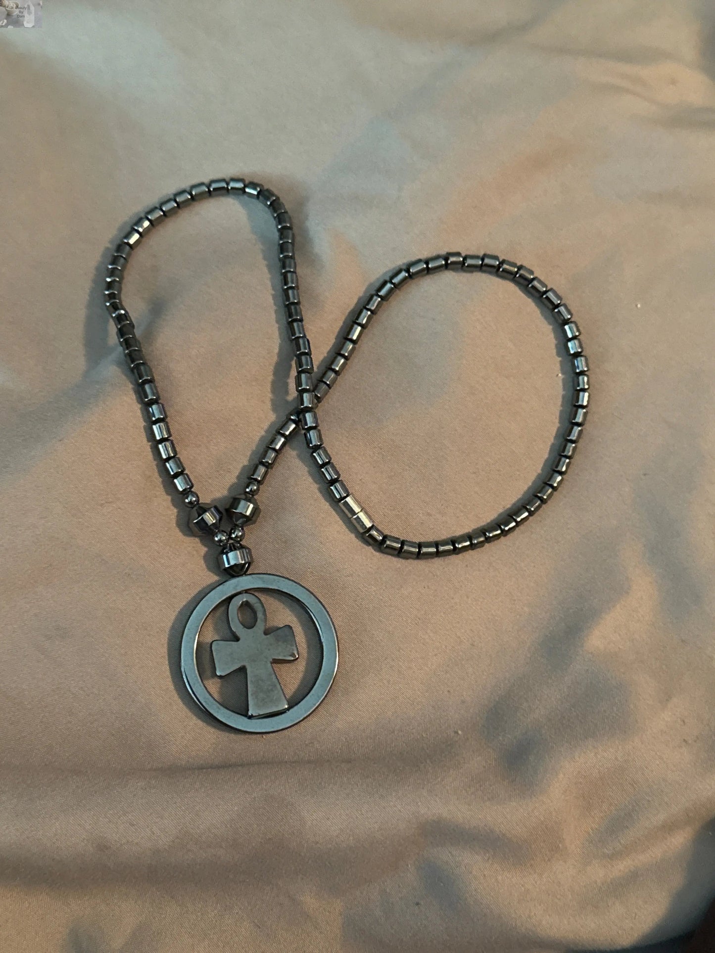 Hematite Confidence Stability Ankh Necklace