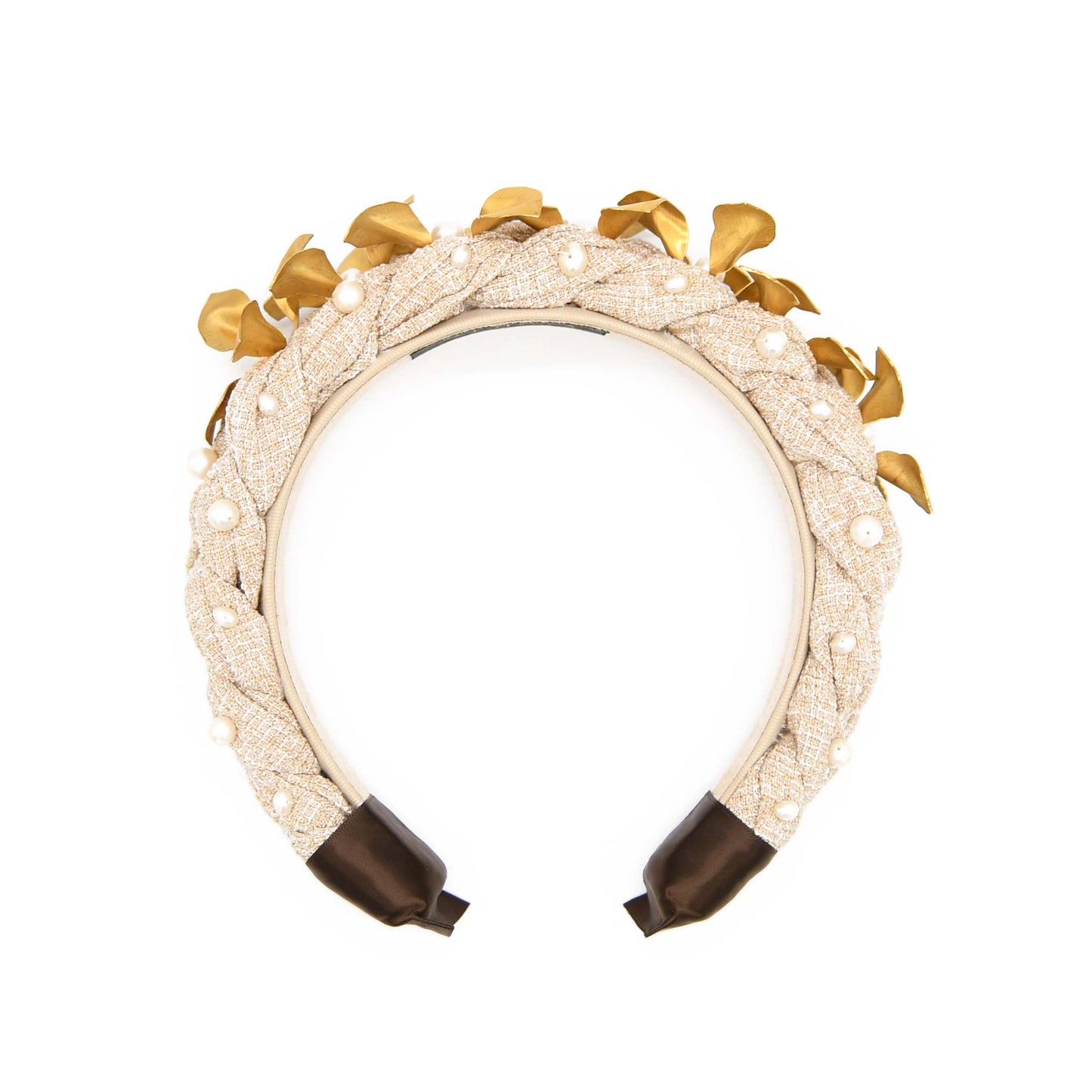 Basket of Gold Floral Headband Braided Linen Polyester ADIBA