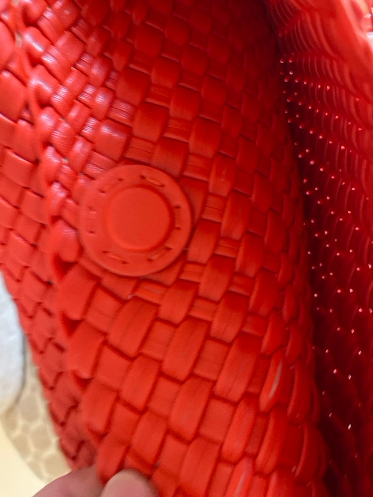 Large Woven Vegan Leather Tote Red/Orange Handbag The Willow