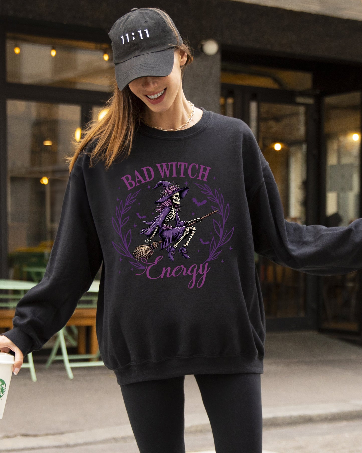 Bad Witch Energy Funny Halloween Spooky Sweatshirt