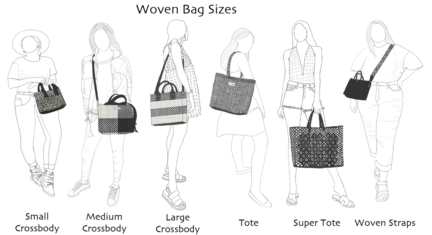 Mixte Large Blue and Beige Woven Crossbody Bag