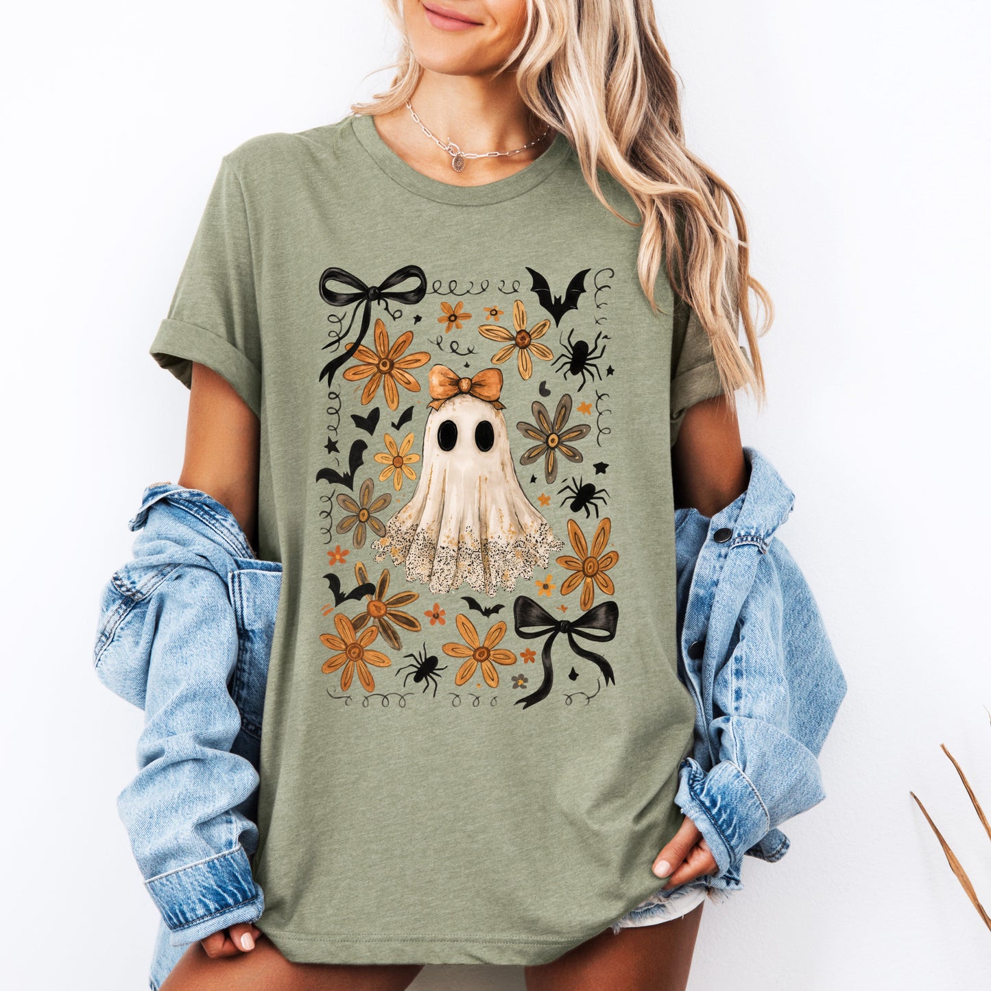 Beautiful Halloween, Bows, Bats, Flowers, Tshirt