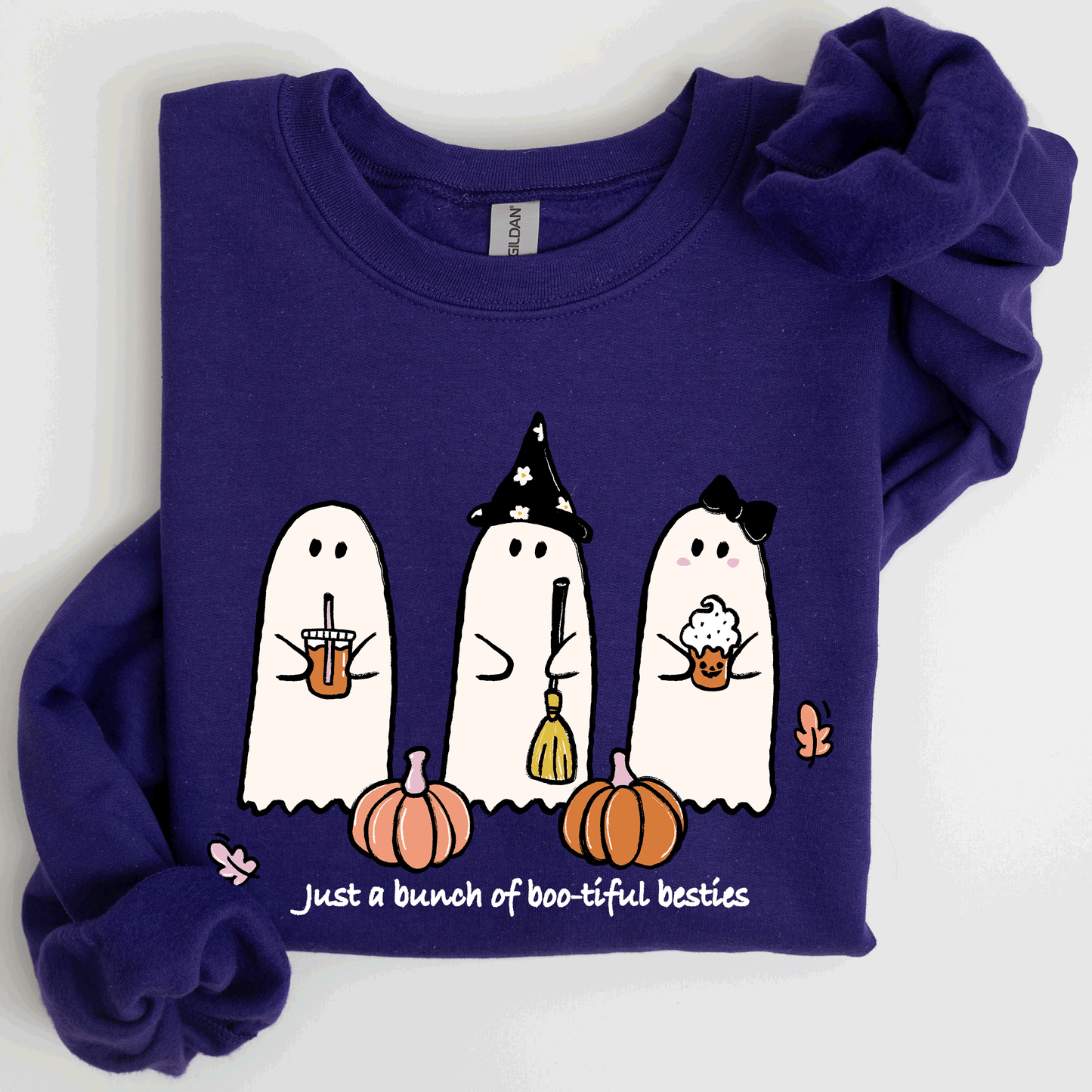 Besties, Halloween, Ghosts, Cute, Witch, Pumpkin Sweatshirt