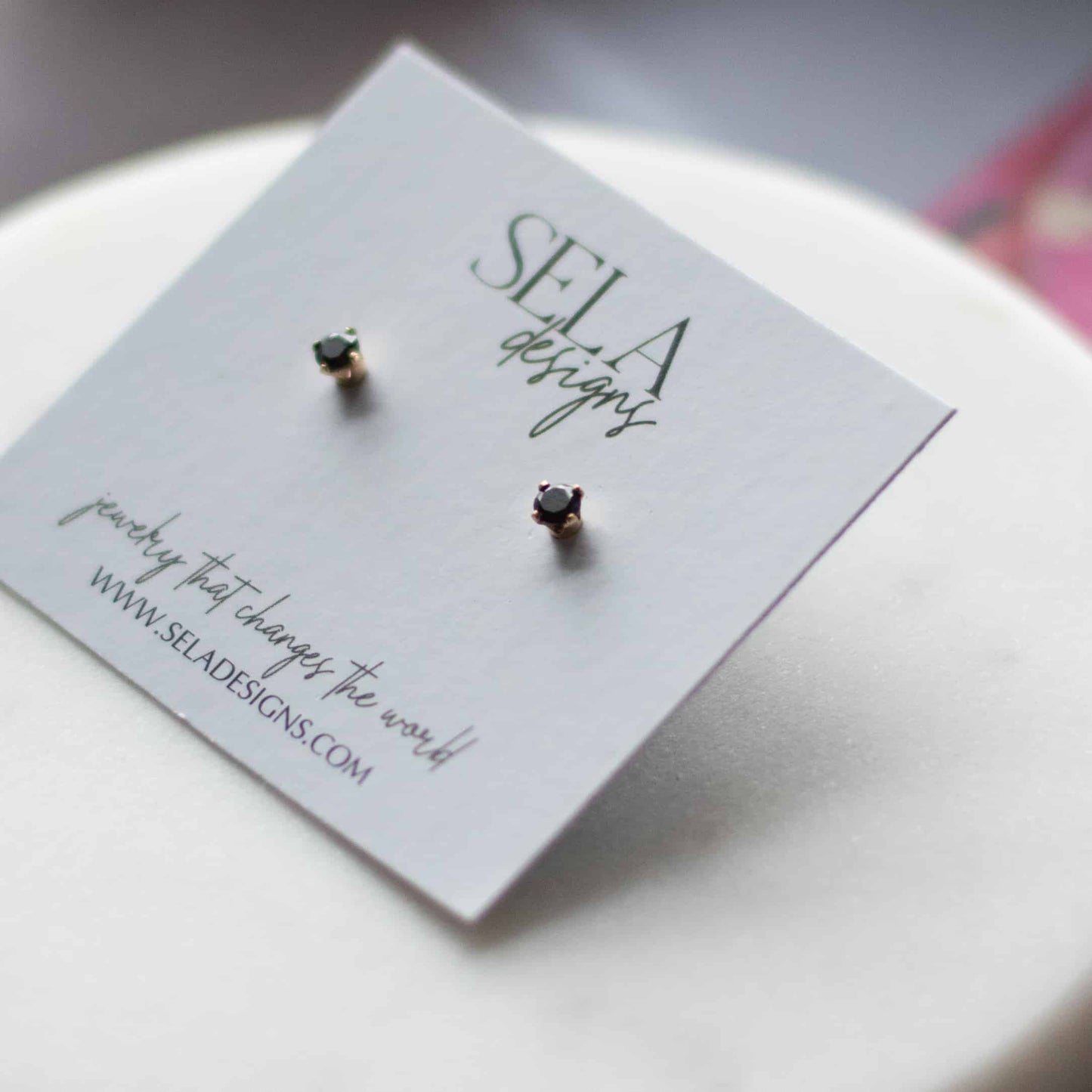 Black Crystal 14K Gold Filled Stud Earrings