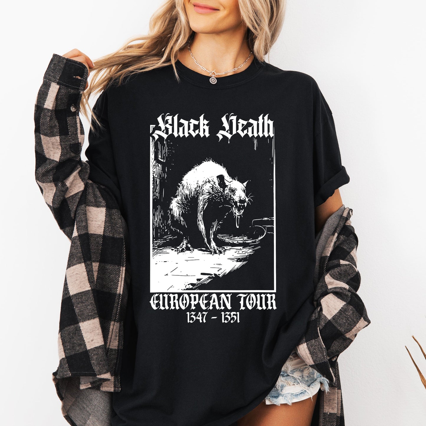 Black Death European Tour Rat Goth Halloween Funny Spooky Shirt Comfort Colors T-Shirt