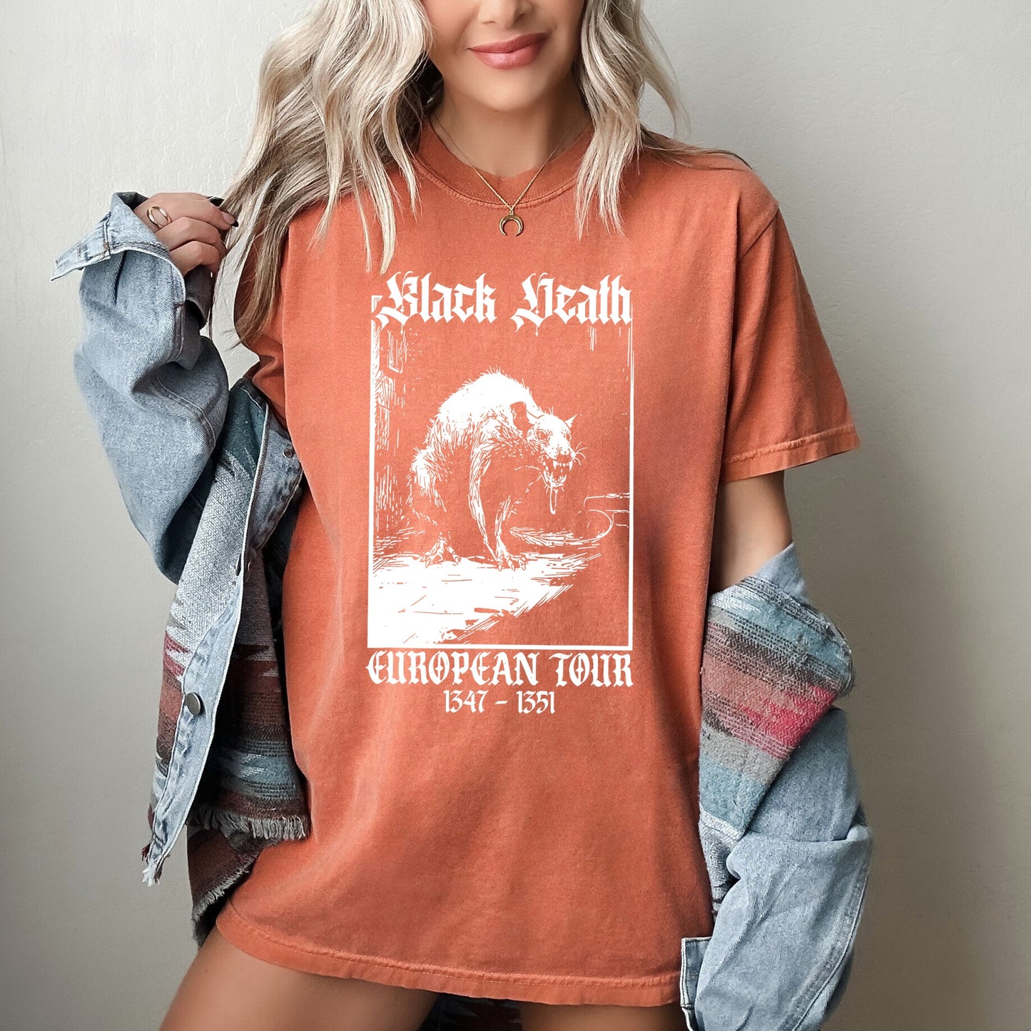 Black Death European Tour Rat Goth Halloween Funny Spooky Shirt Comfort Colors T-Shirt