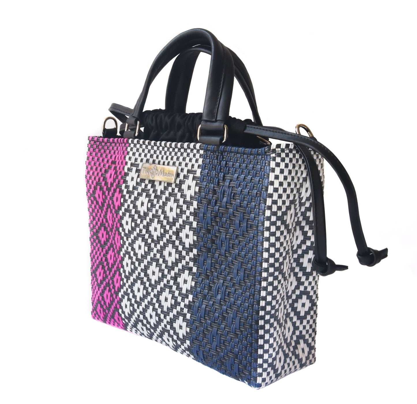 Medium Woven Crossbody Drawstring Bag Bloom