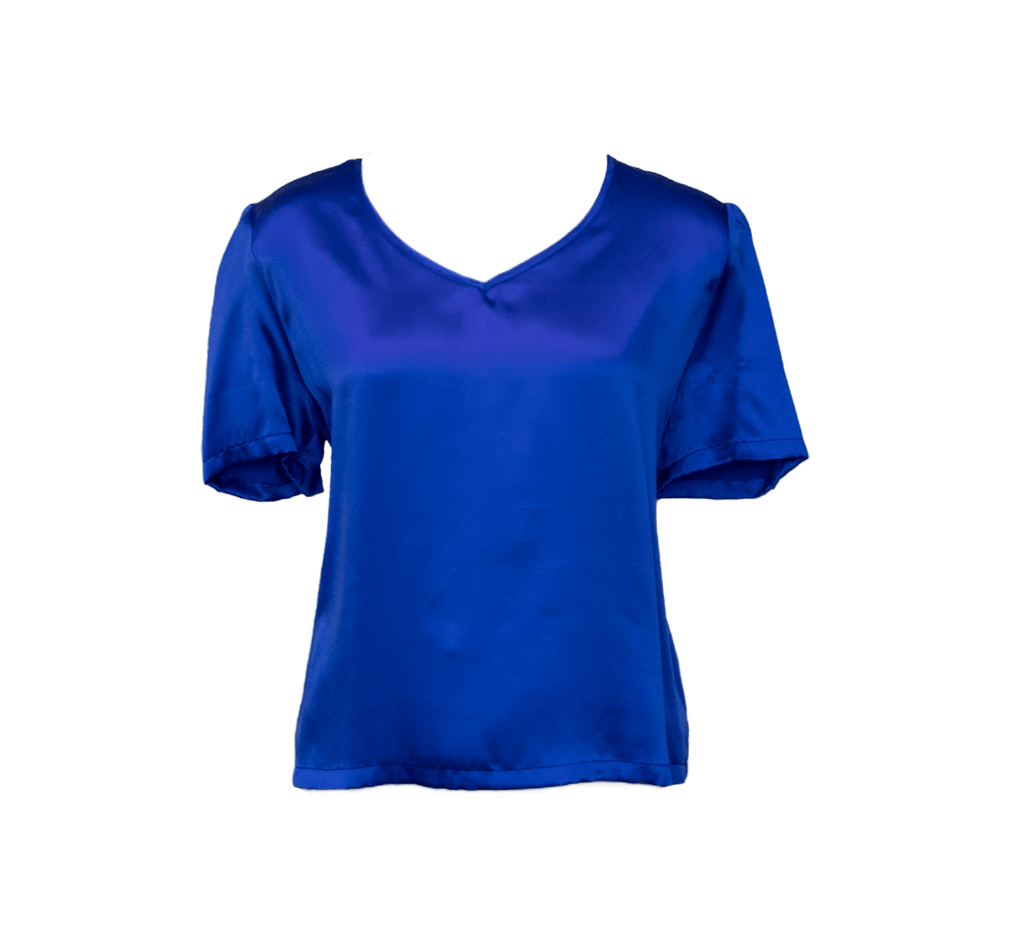 Shining Blue V-Neck Blouse Women's Elegant V-Neck Top