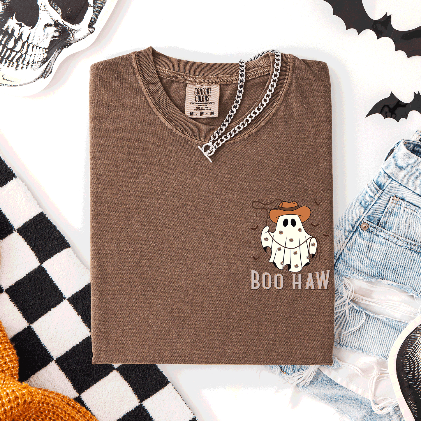 Boo Haw Lasso Cowboy Western Country Halloween Pocket Comfort Colors T-Shirt