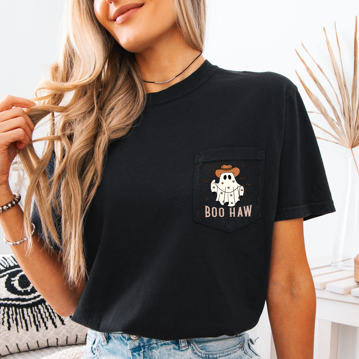 Boo Haw Lasso Comfort Colors Pocket T-Shirt Western Cowboy by Refinery Number One