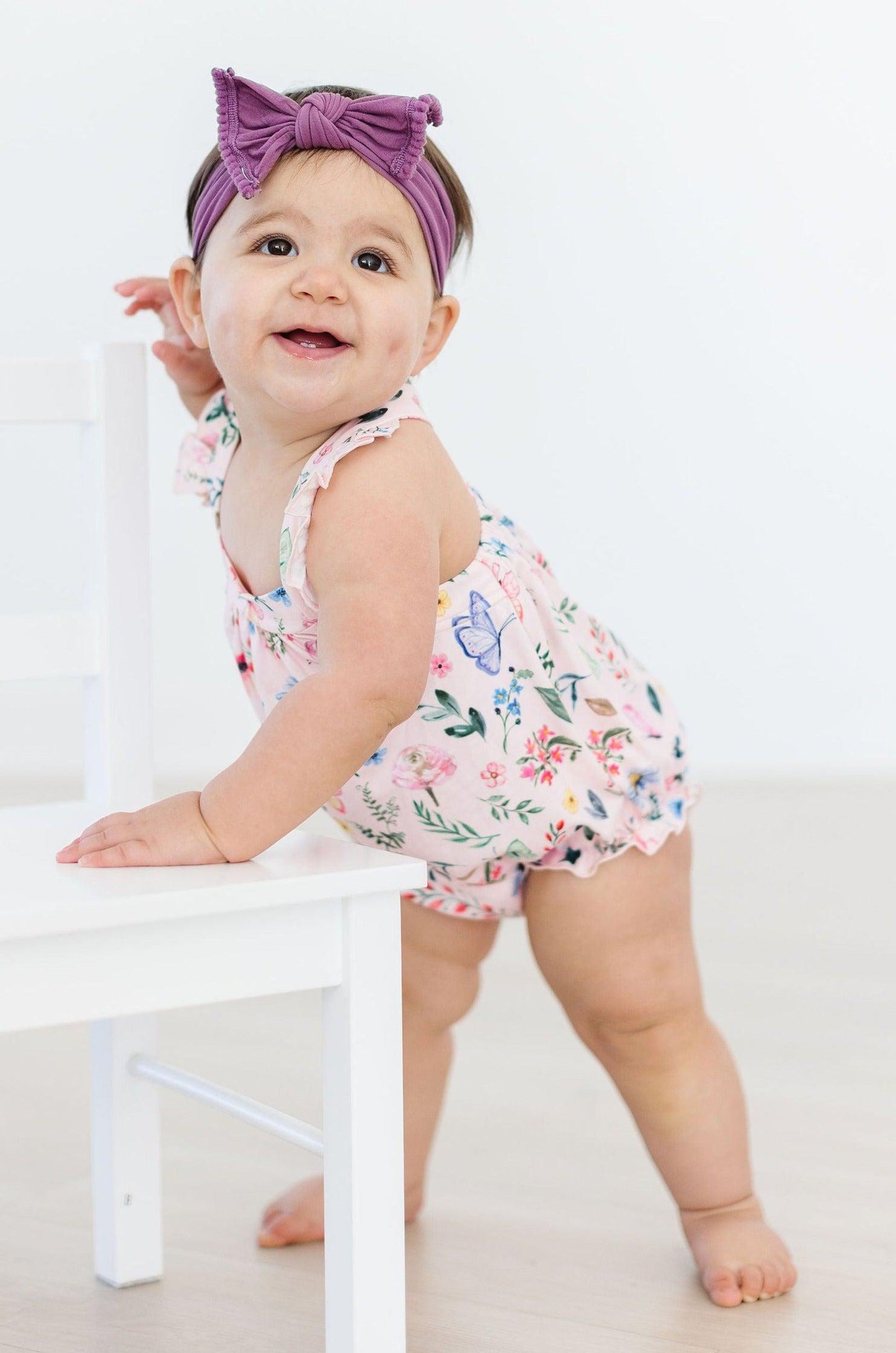 Ruffle Cross Back Romper Summer Baby Outfit Butterfly Meadows