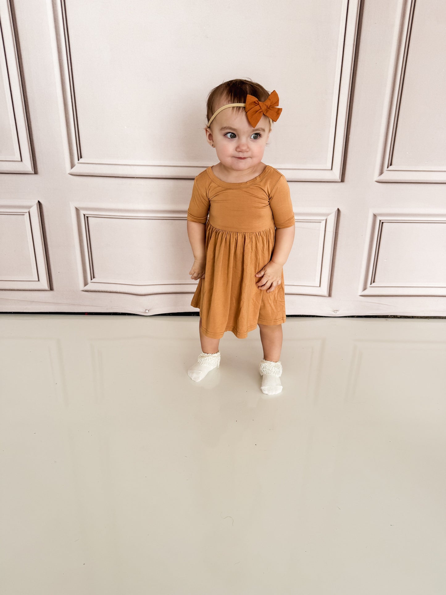 Brown Bamboo Twirl Dress Sustainable Comfort Daywear Dress