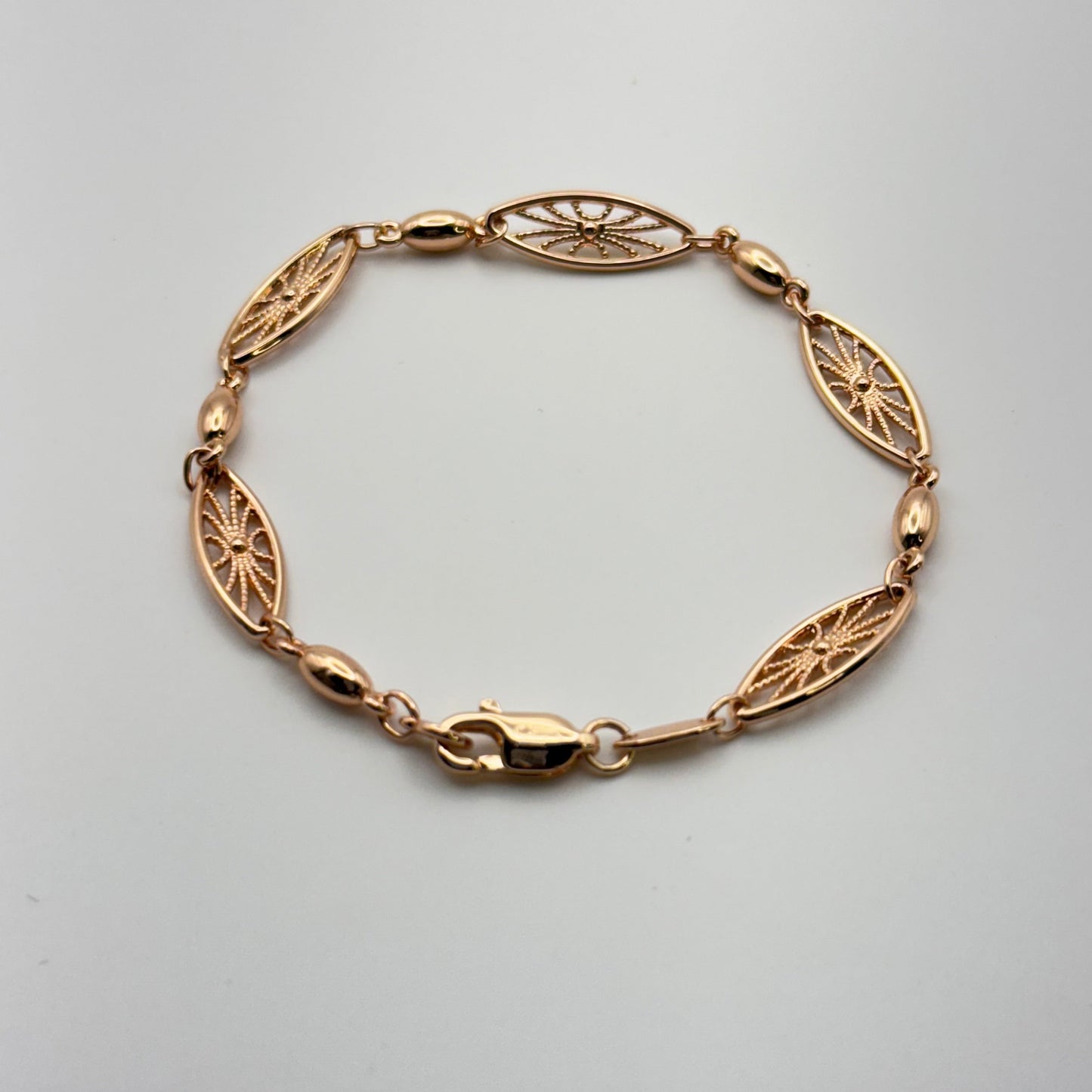 Rose Gold Hypoallergenic Filigree Bracelet Marquise Link Amtikiss Casuals