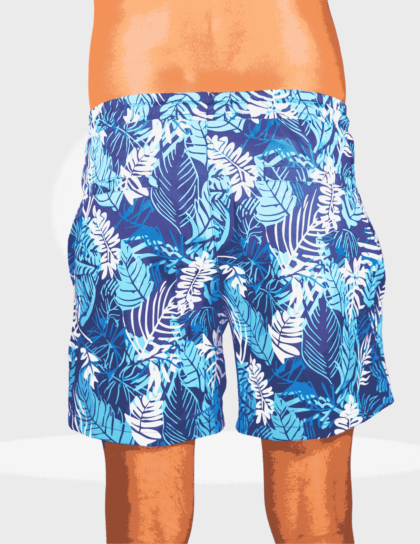 Waterproof Pocket Swim Shorts Athletic Liner Caribbean Palms