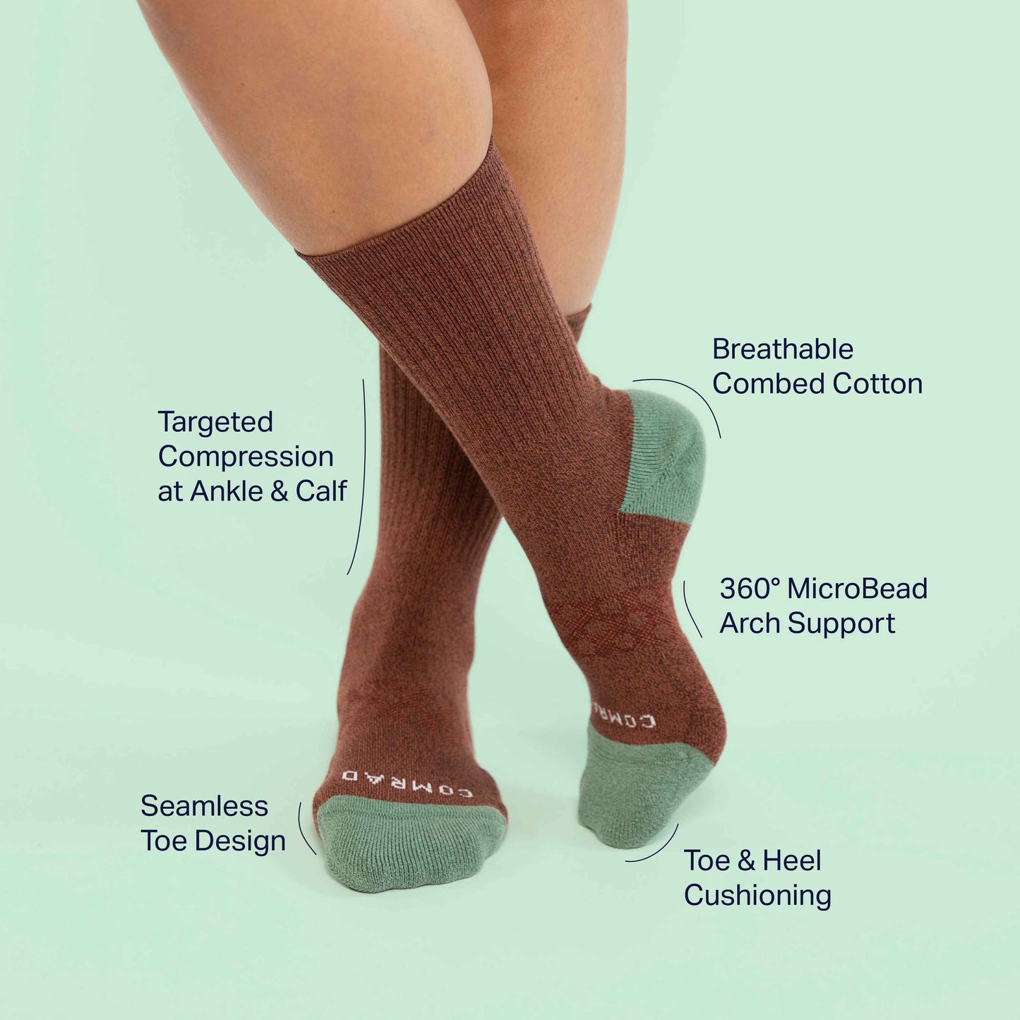 Combed Cotton Brown Crew Socks