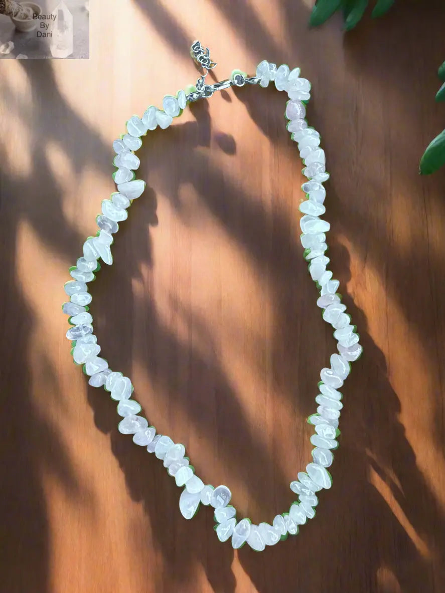 Rose Quartz Chip 18inch Necklace Beauty by Dani