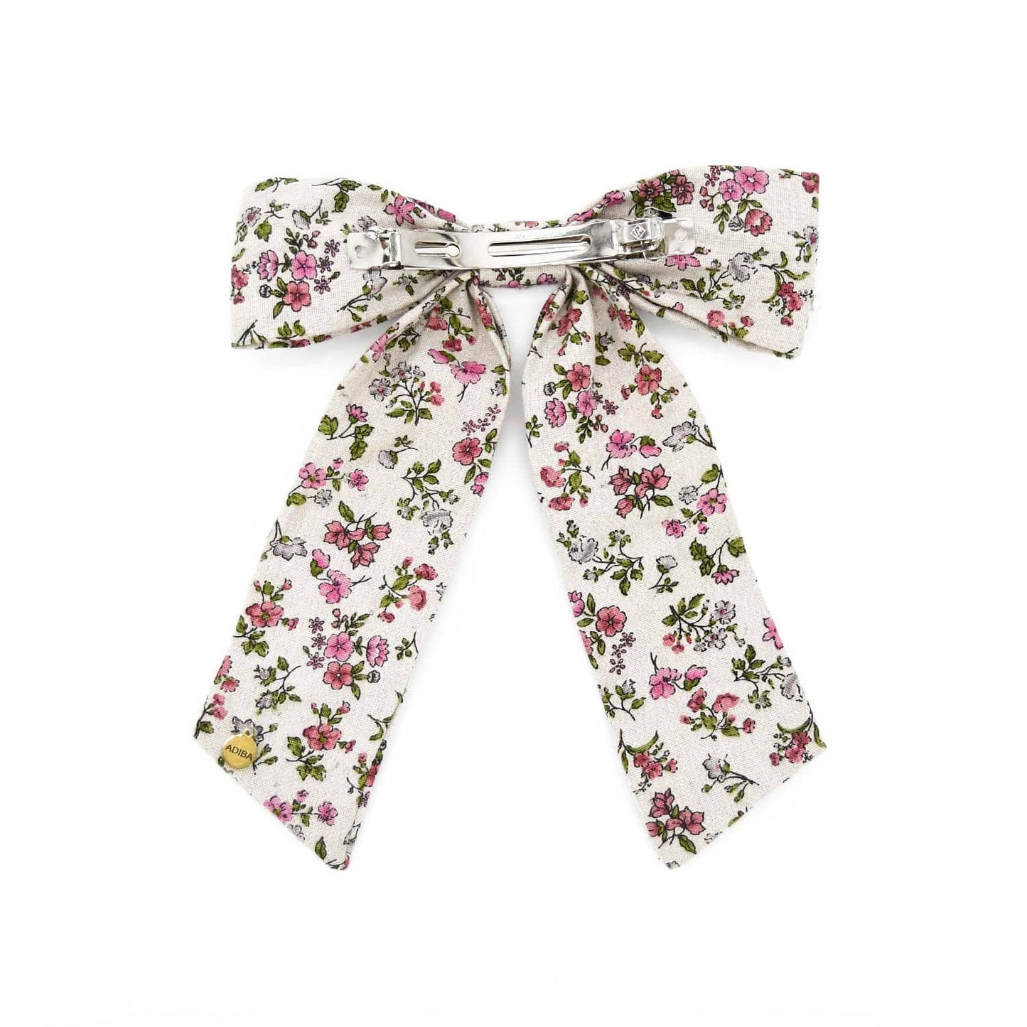 Cherry Blossom Floral Cotton Barrette Hair Accessory ADIBA