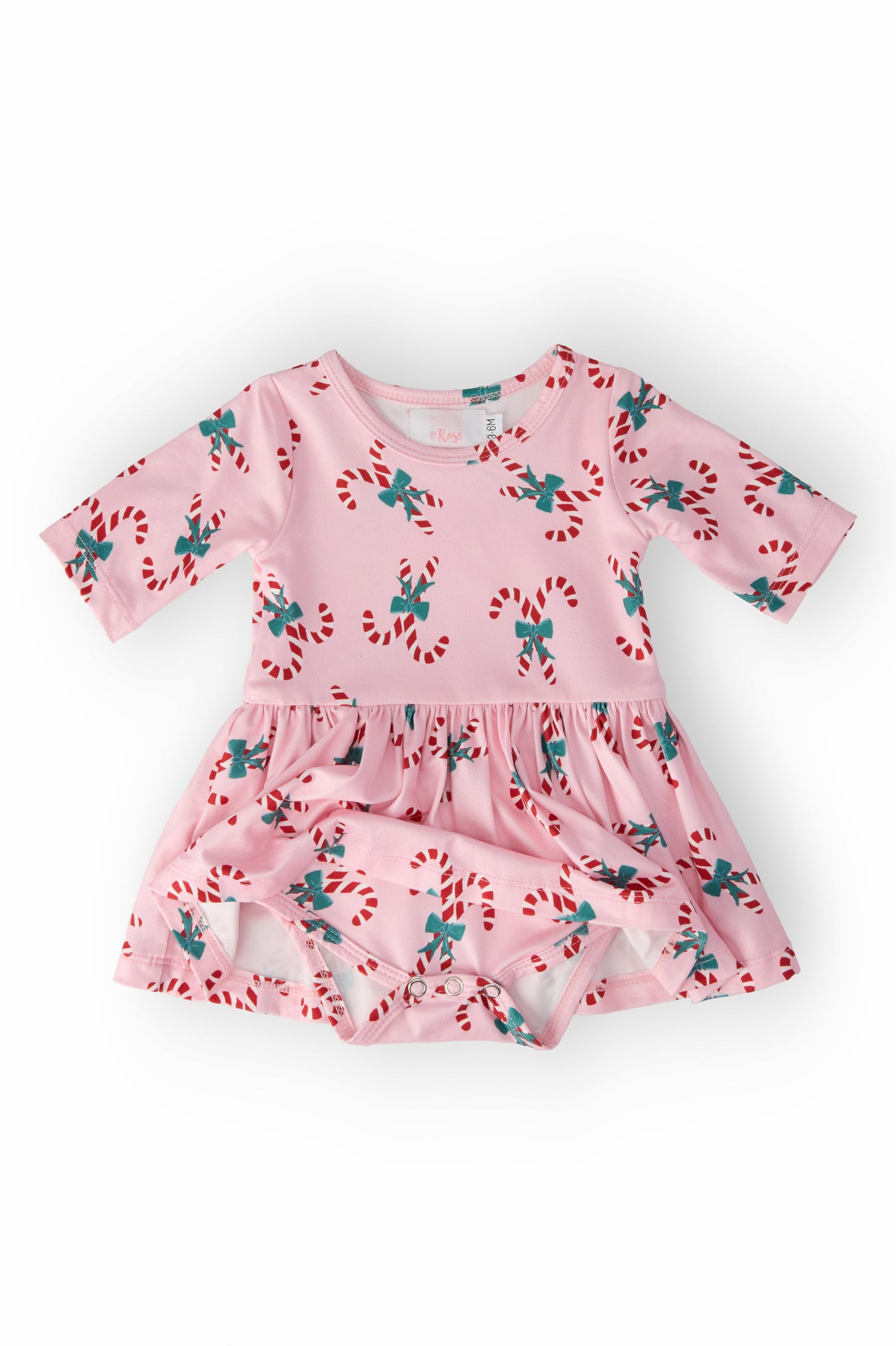 Candy Cane Cutie 3/4 Sleeve Twirl Bodysuit Baby Clothing Mila & Rose