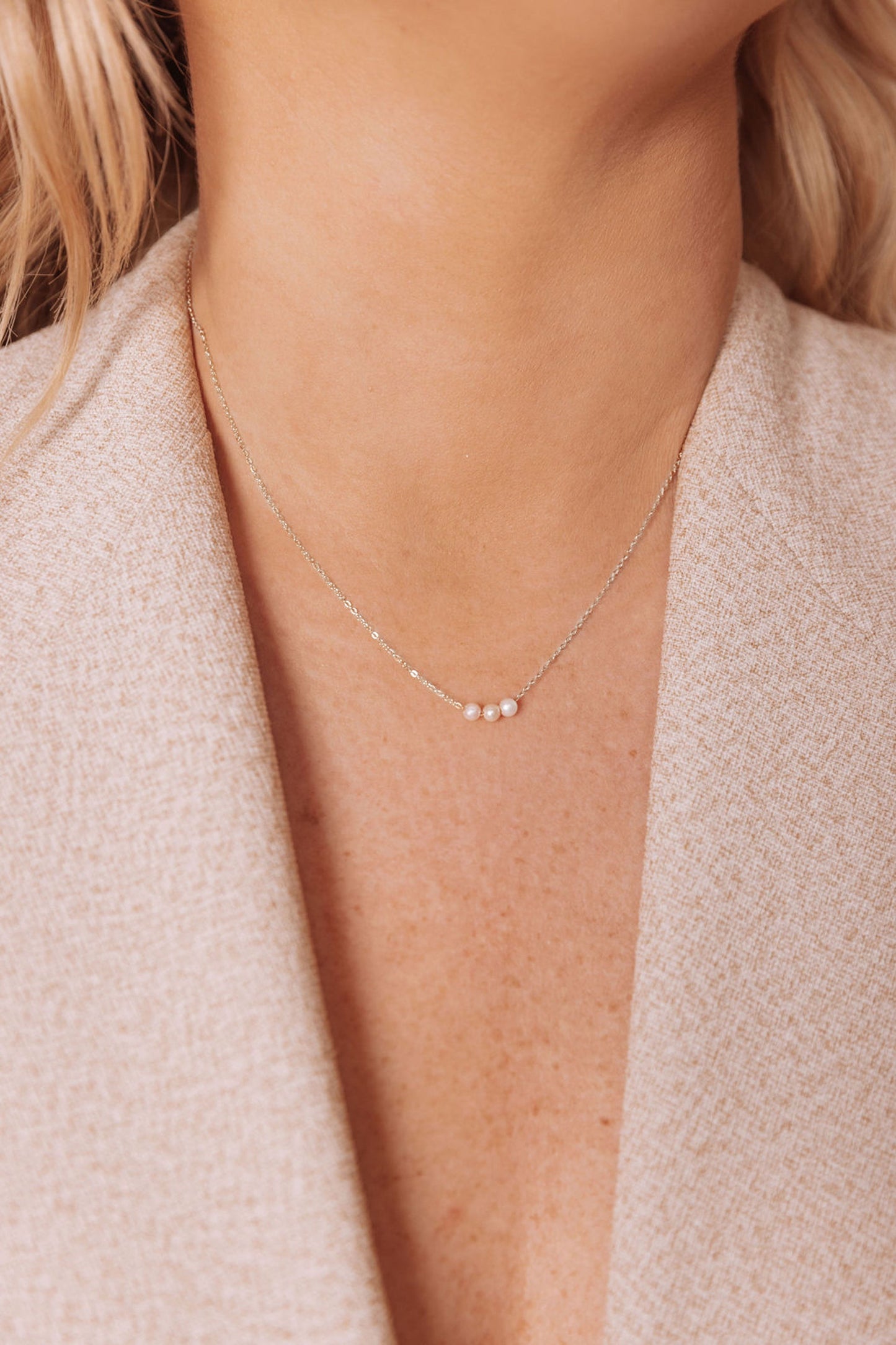 Caroline Necklace 14k Gold Filled or Sterling Silver Chain with Freshwater Pearls