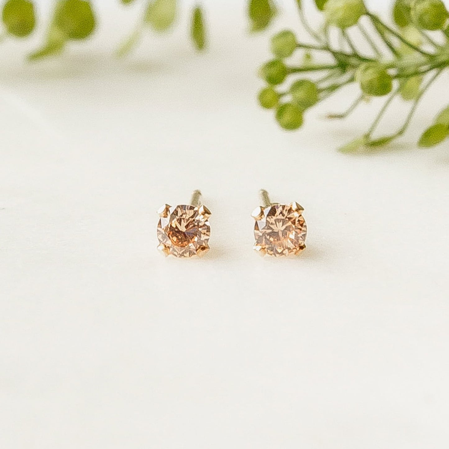 Champagne Crystal Soft Stud Earrings 14k Gold Filled Sela Designs