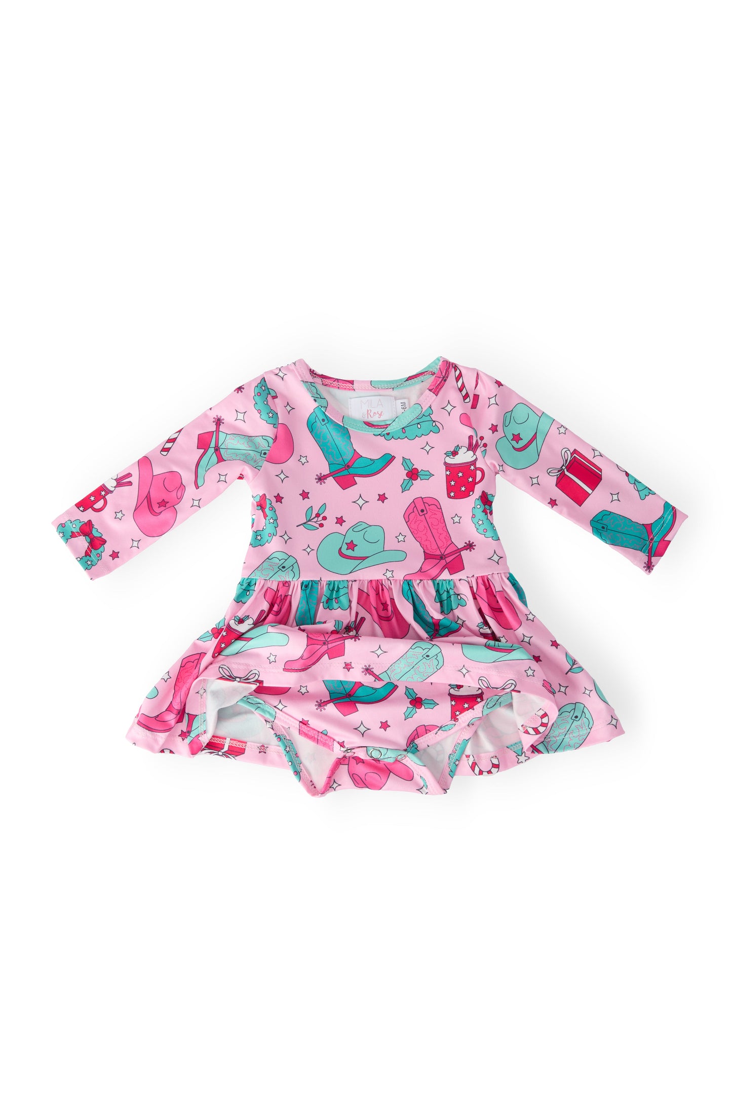 Christmas Cowgirl Long Sleeve Twirl Bodysuit Mila & Rose