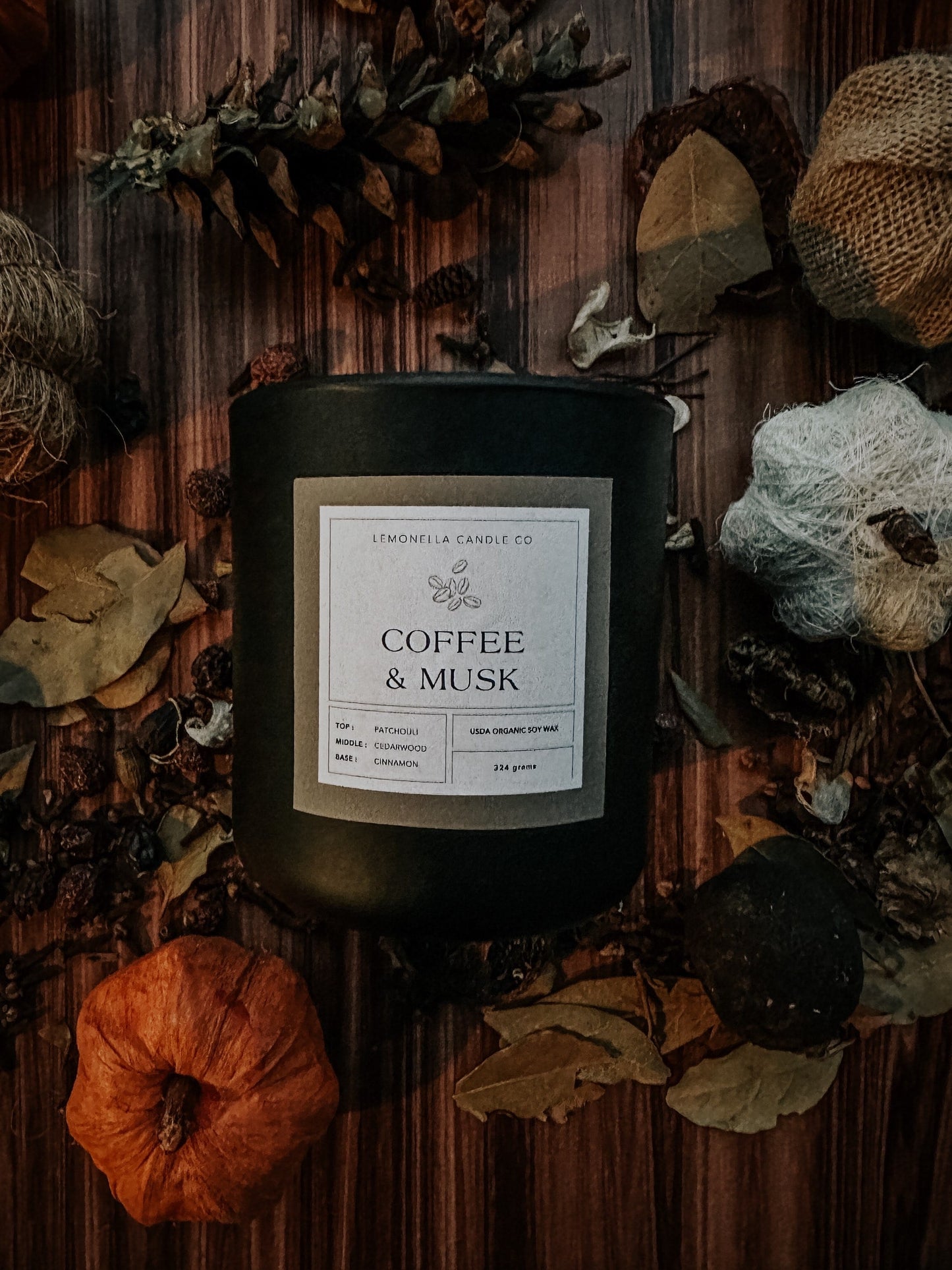 Coffee & Musk Scented Beeswax Candle 10oz Ampersand Candles