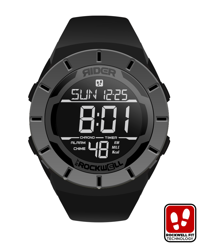 Digital Dual Timezone Coliseum Fit Halo Edition Watch Black Grey Rockwell