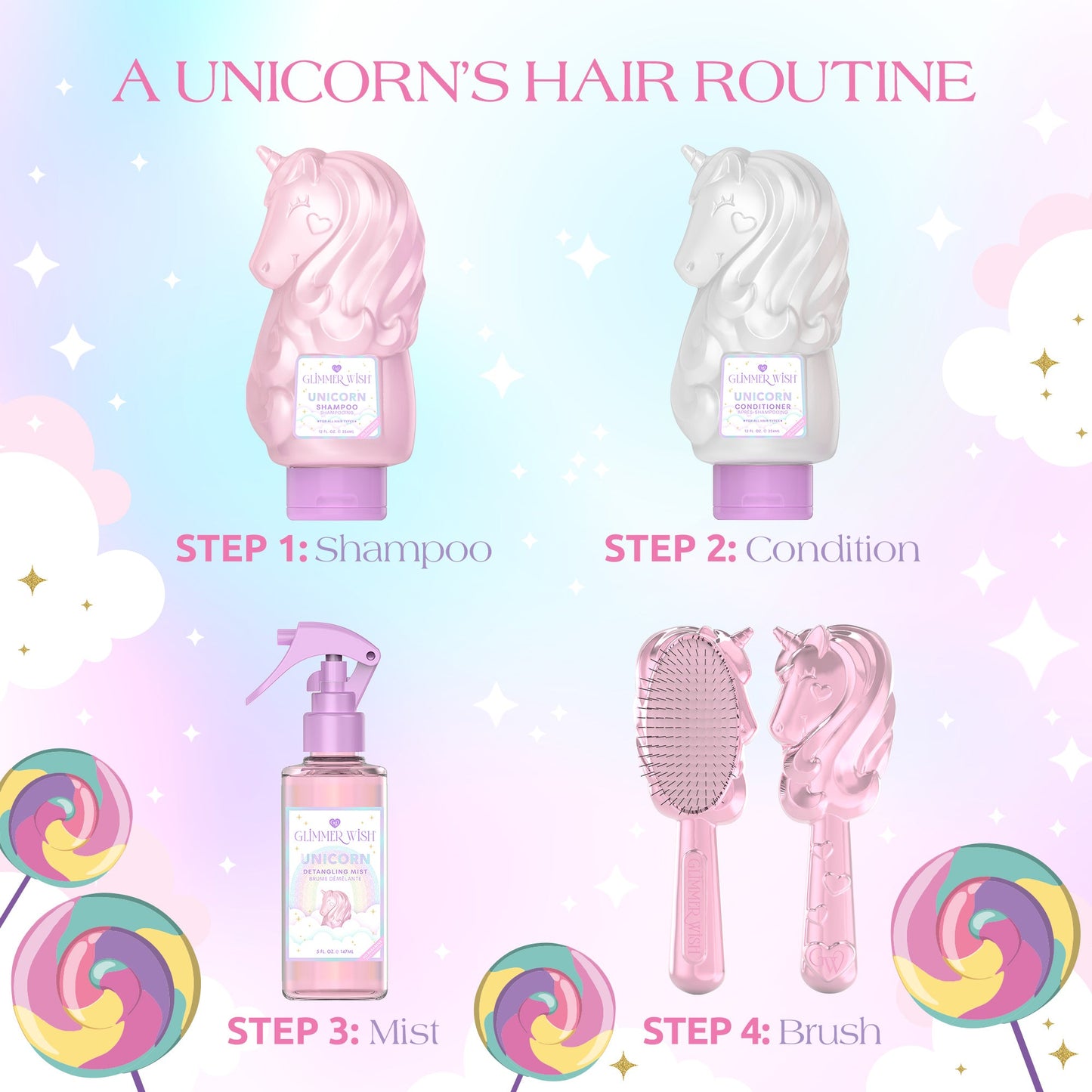 Unicorn Hair Detangling Mist Detangling Spray Glimmer Wish
