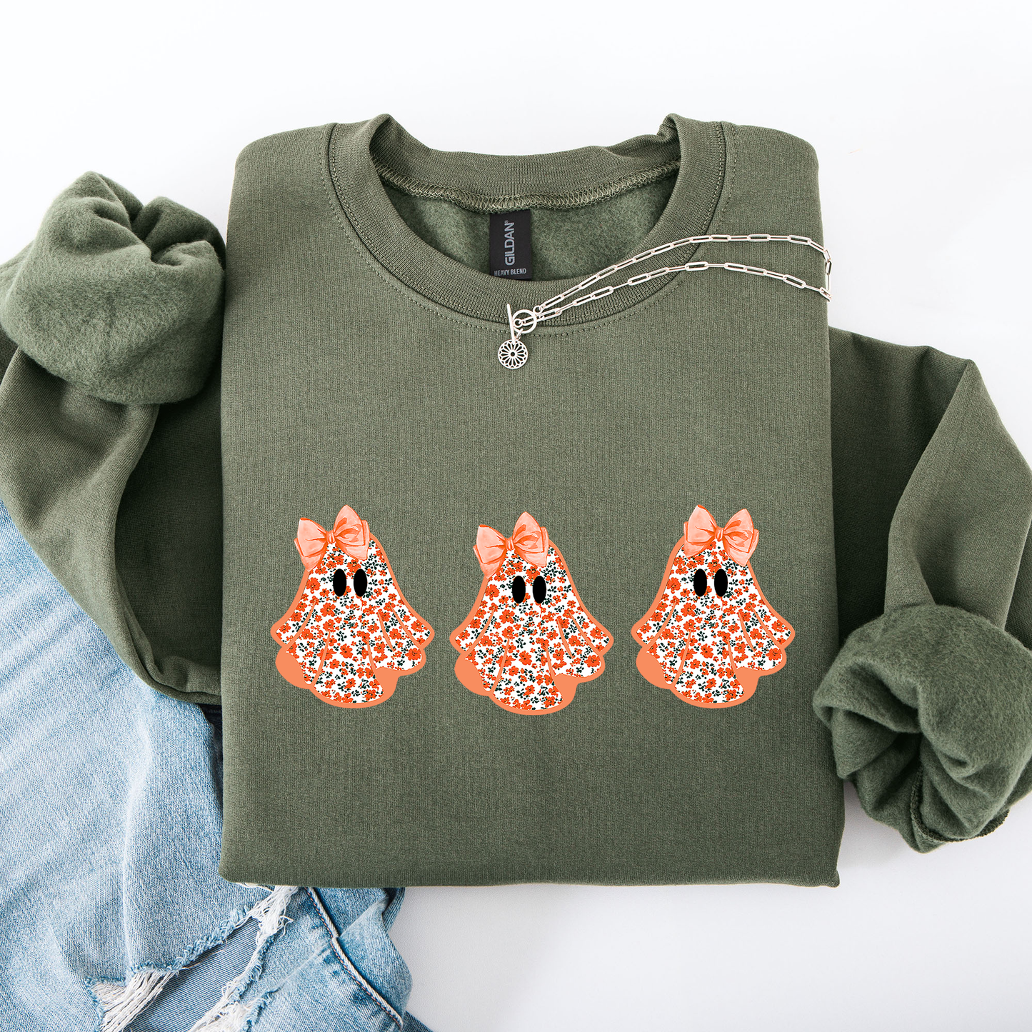 Halloween Ghosts Pattern Coquette Sweatshirt Refinery Number One
