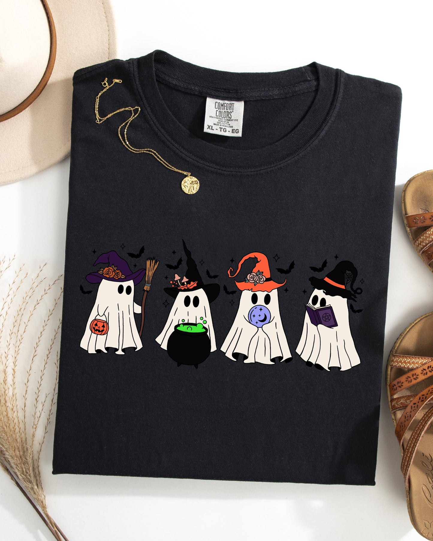 Halloween Ghosts Witches Skeleton Fall Autumn Shirt Comfort Colors T-Shirt