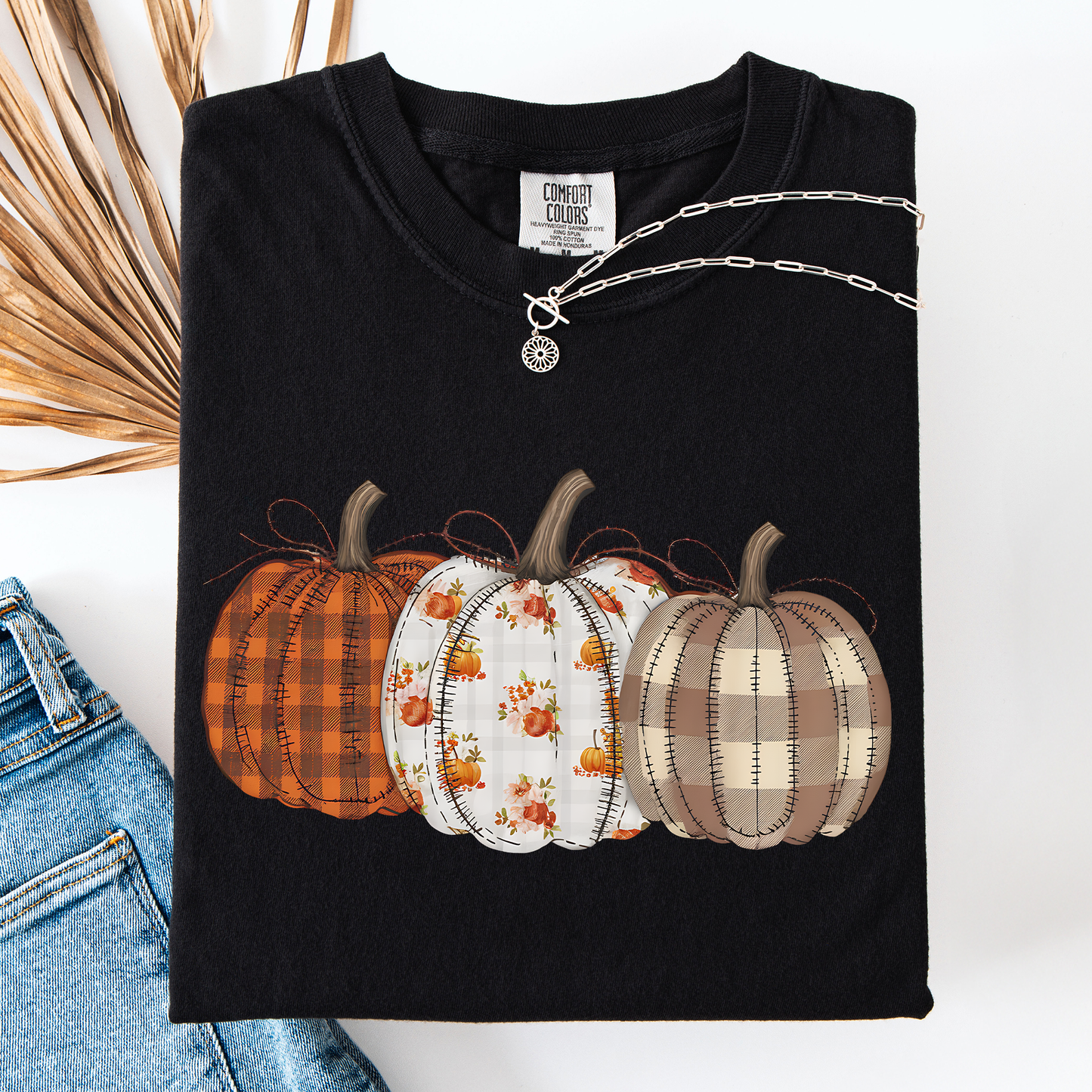 Cute Patterned Pumpkins Plaid Comfort Colors T-Shirt Refinery Number One