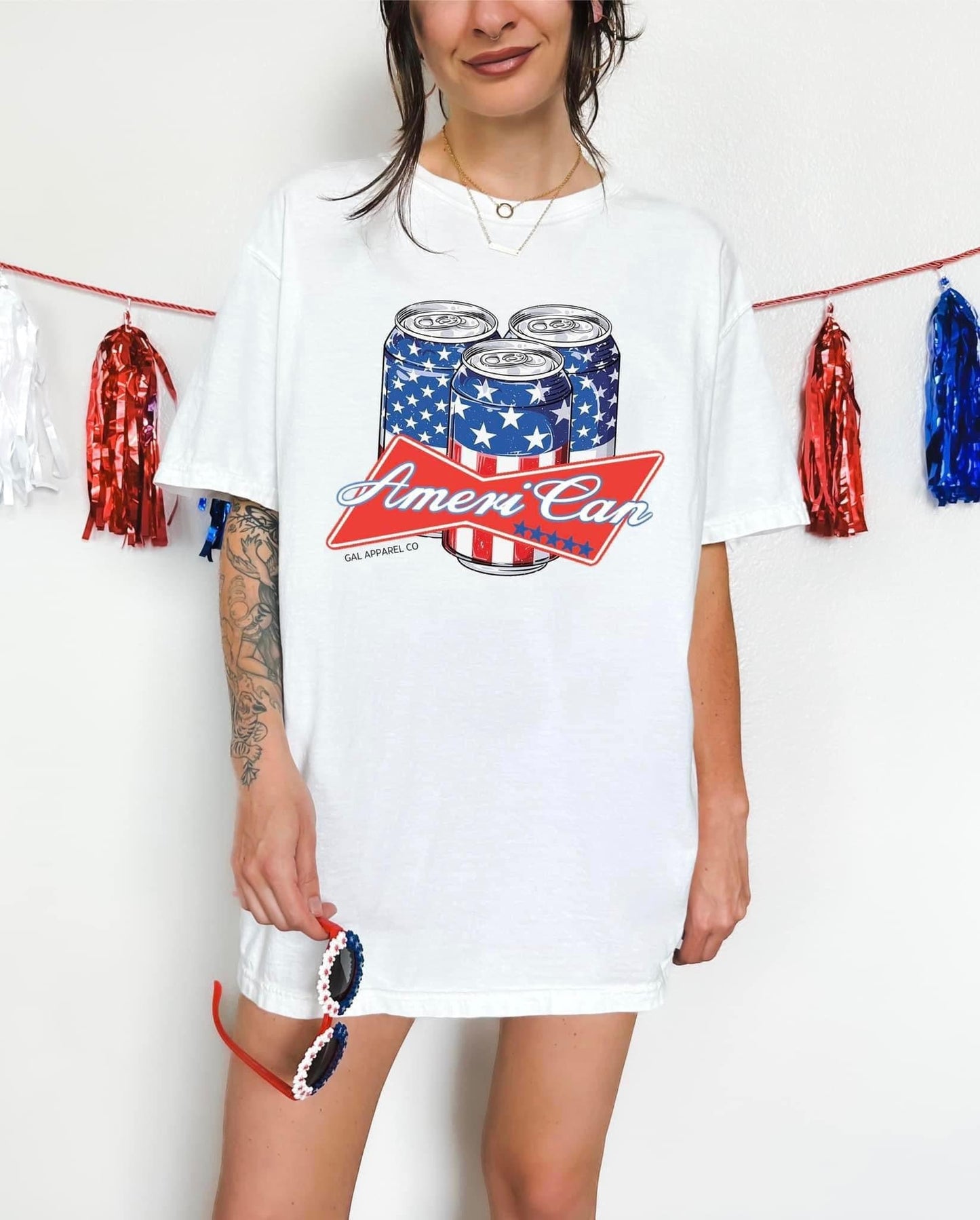 Ameri Can Patriotic Tee Shirt Gildan Comfort Color