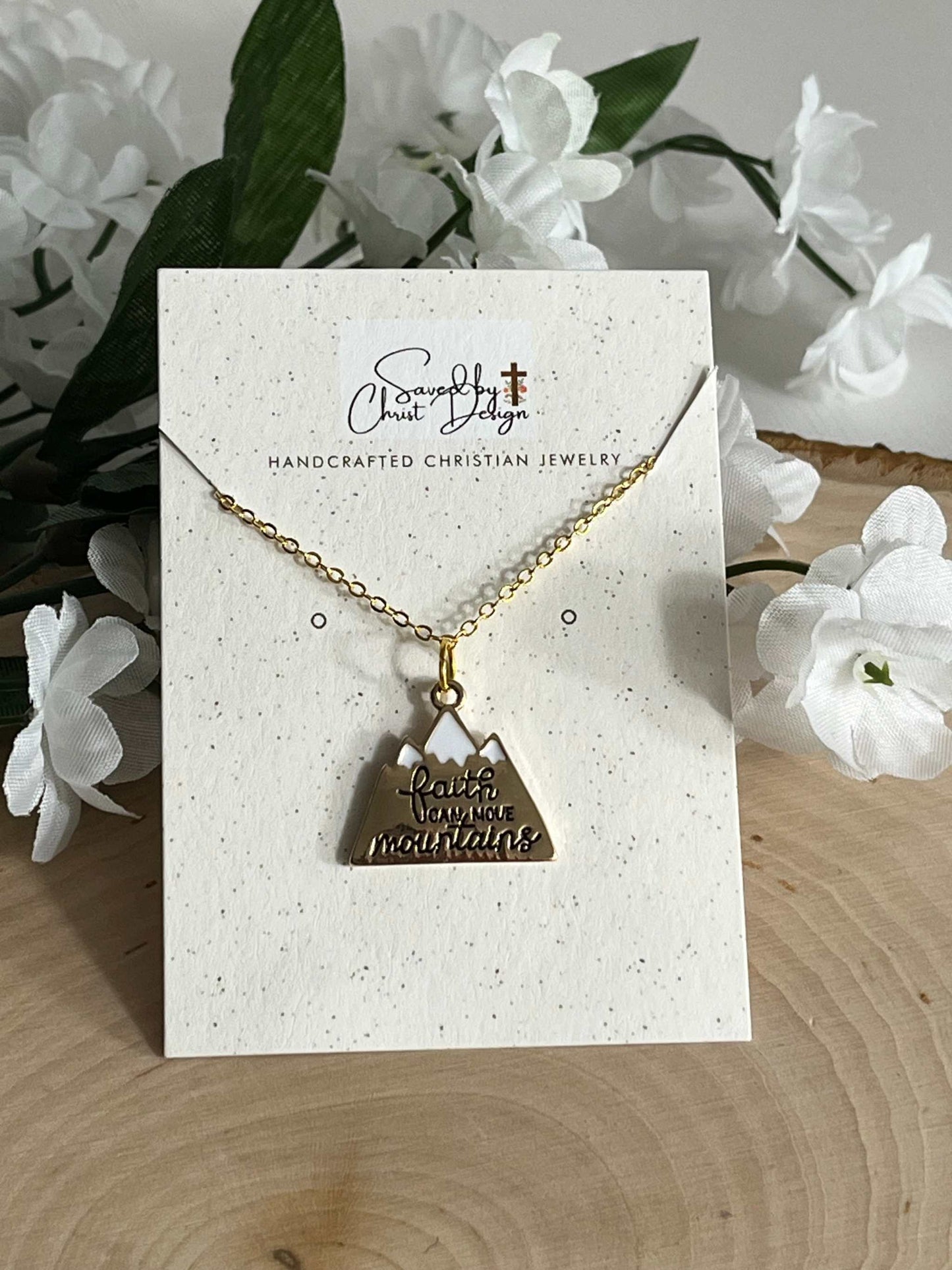 Gold Necklace Faith Can Move Mountains 16K